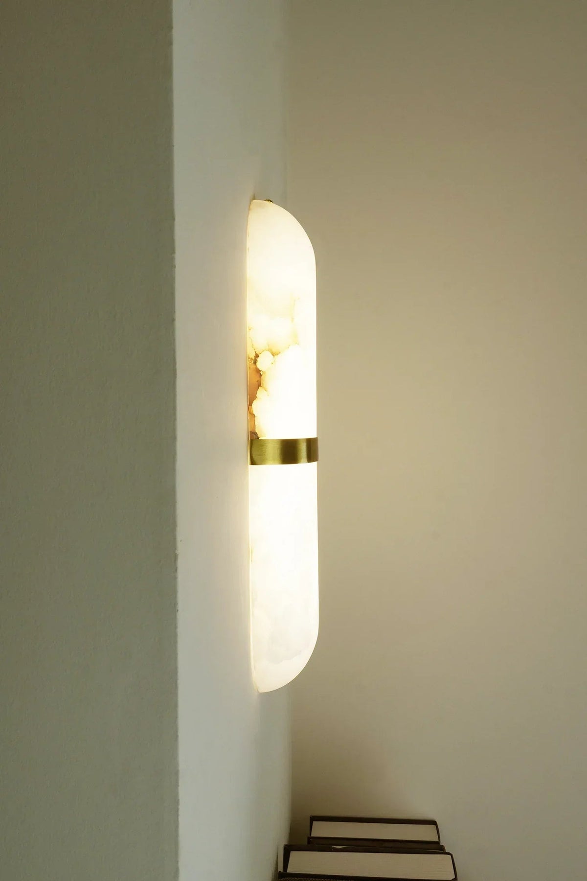 Oval Alabaster Semi-Circular Wall Lamp