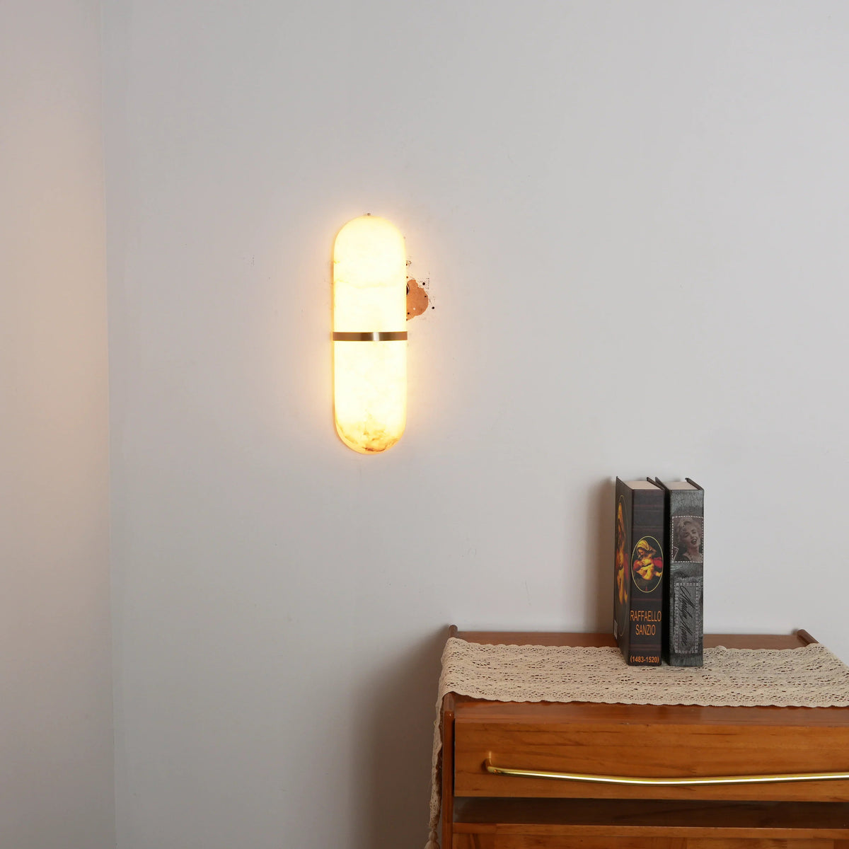 Oval Alabaster Semi-Circular Wall Lamp