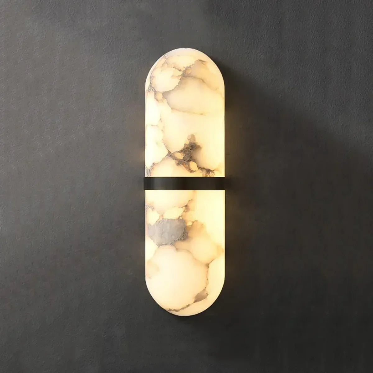 Oval Alabaster Semi-Circular Wall Lamp