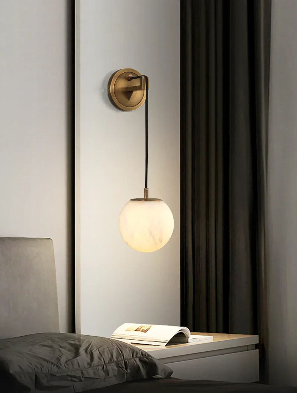 Minimalist Spherical Alabaster Wall Lamp