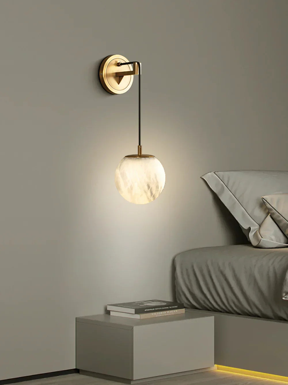 Minimalist Spherical Alabaster Wall Lamp