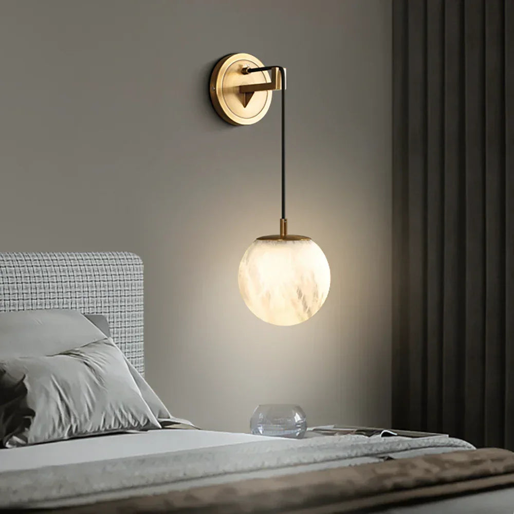 Minimalist Spherical Alabaster Wall Lamp