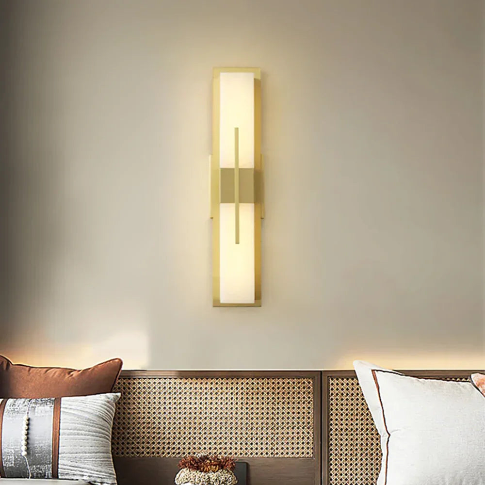 Modern Alabaster Cuboid Copper Wall Lamp