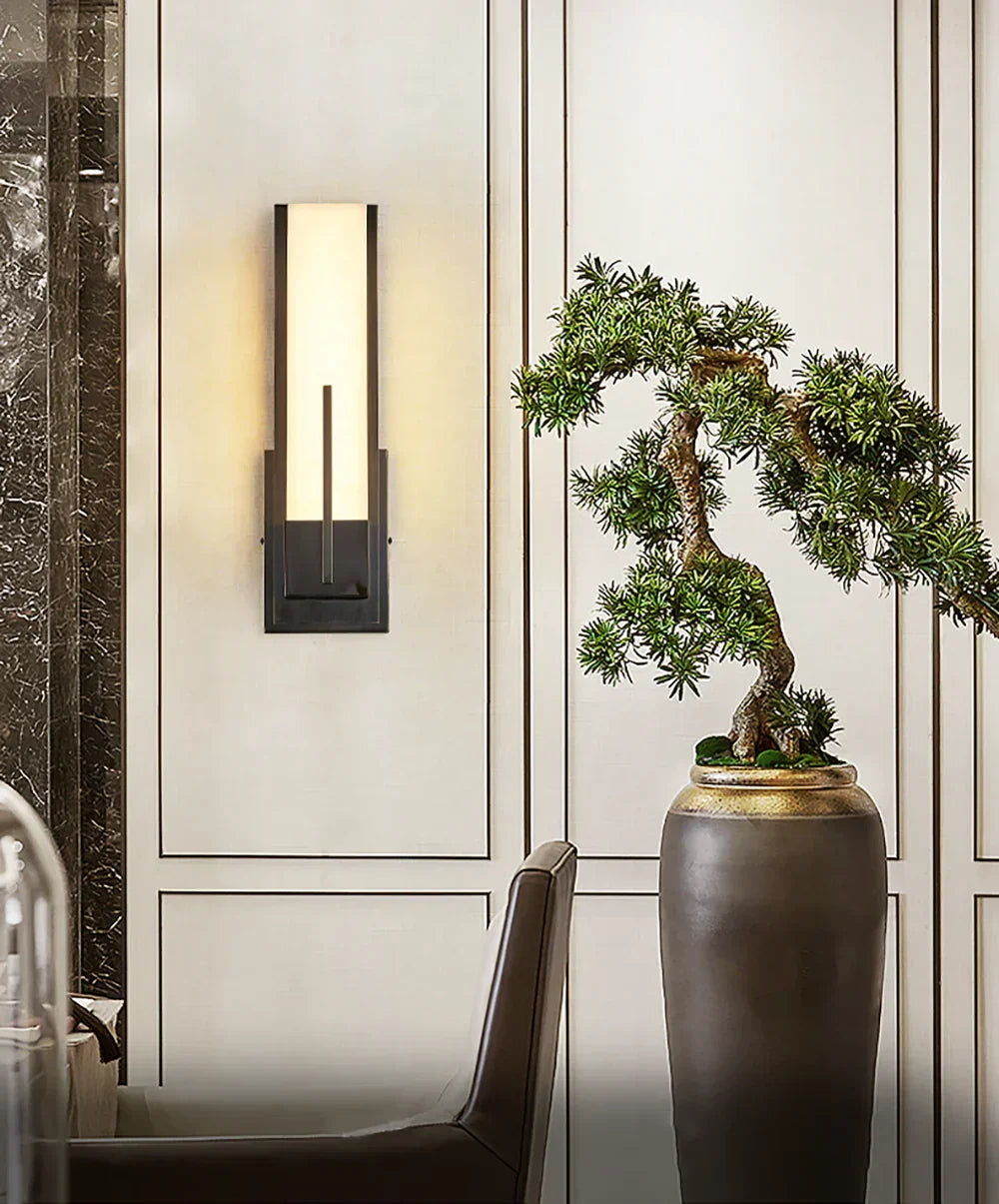 Modern Alabaster Cuboid Copper Wall Lamp