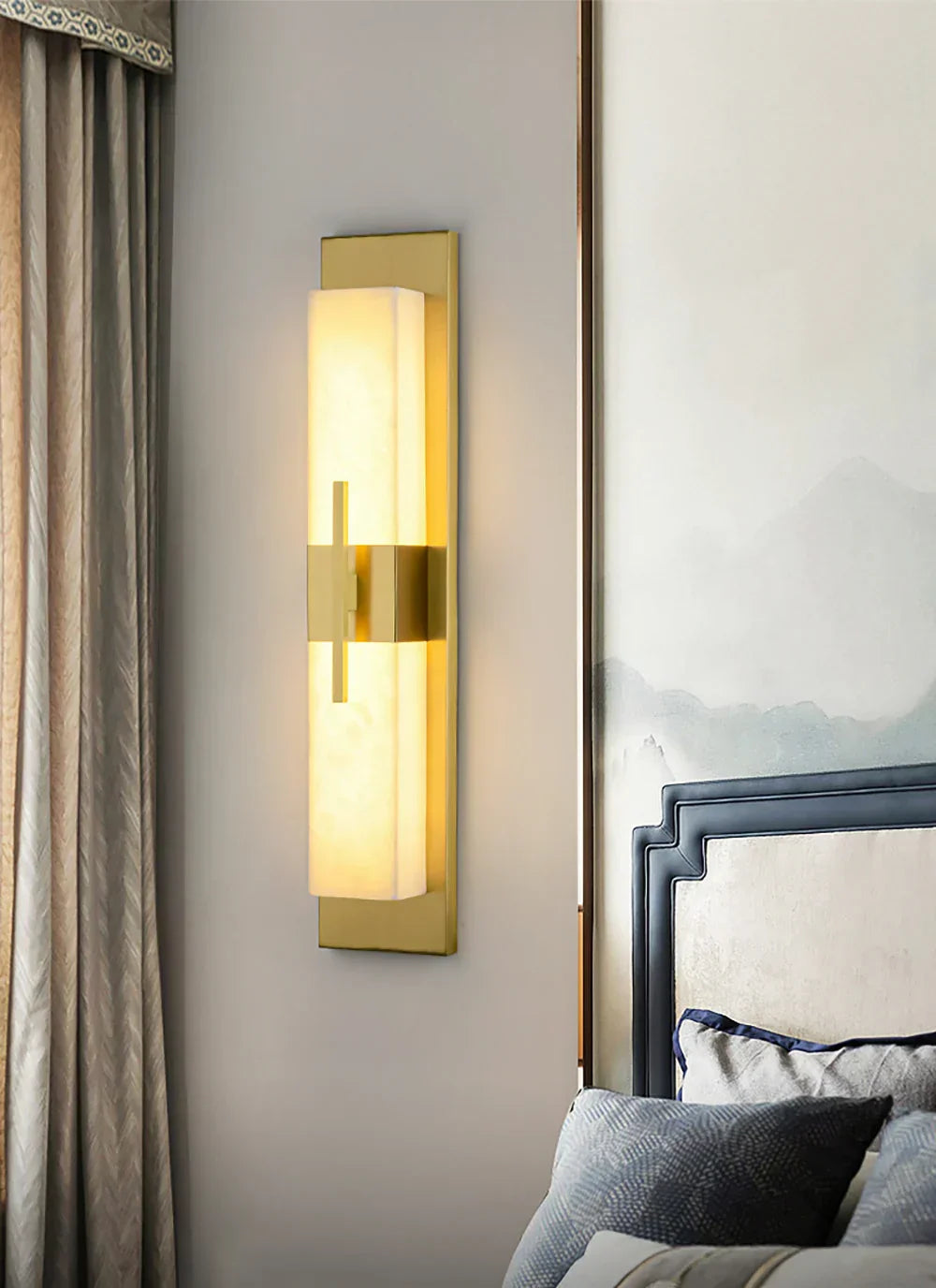 Modern Alabaster Cuboid Copper Wall Lamp
