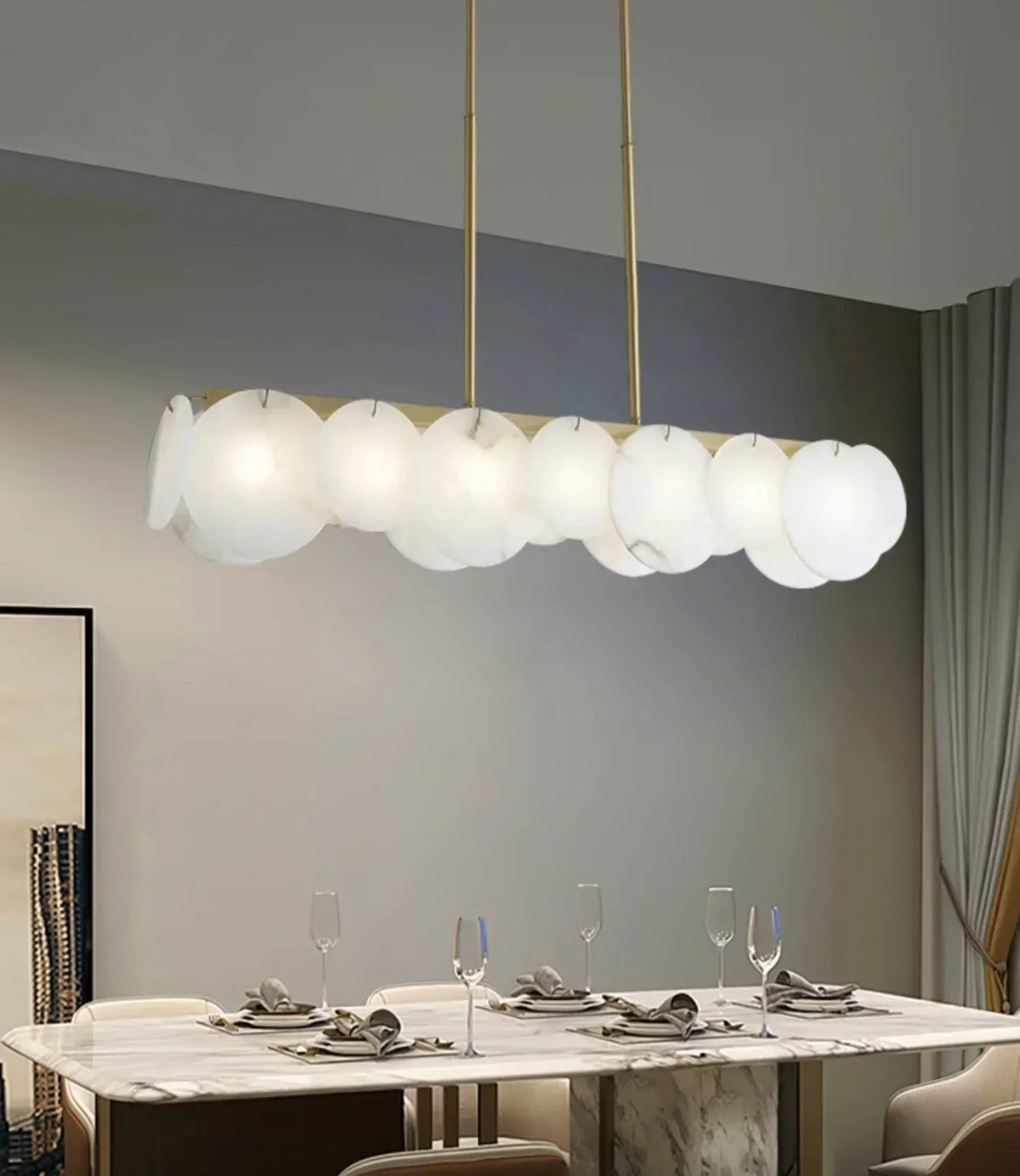 Modern Alabaster Linear Chandelier