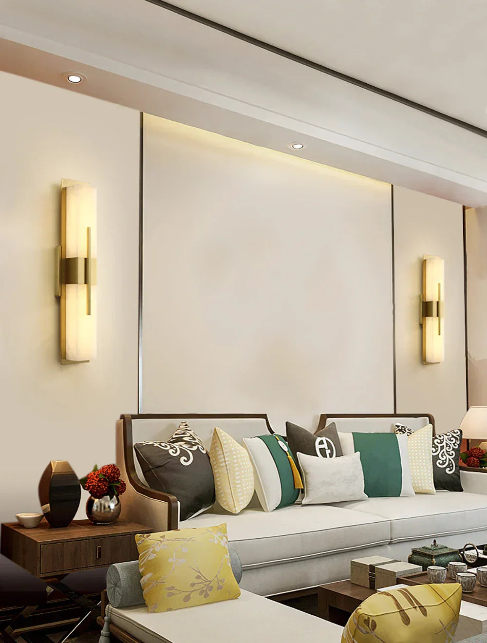 Modern Alabaster Cuboid Copper Wall Lamp