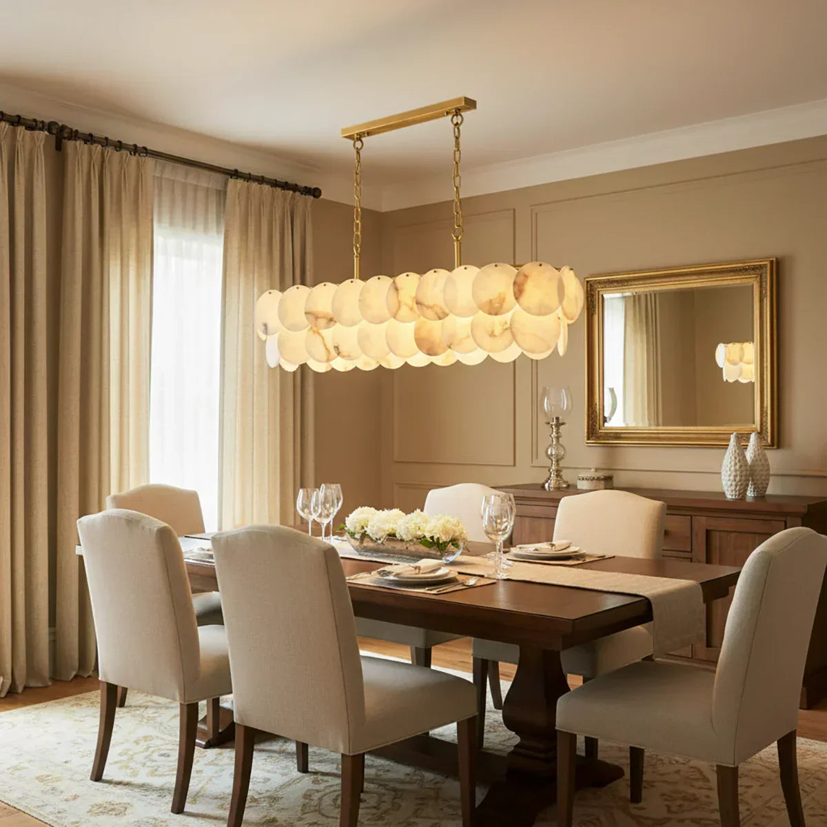 Modern Luxury Round Alabaste Chandelier