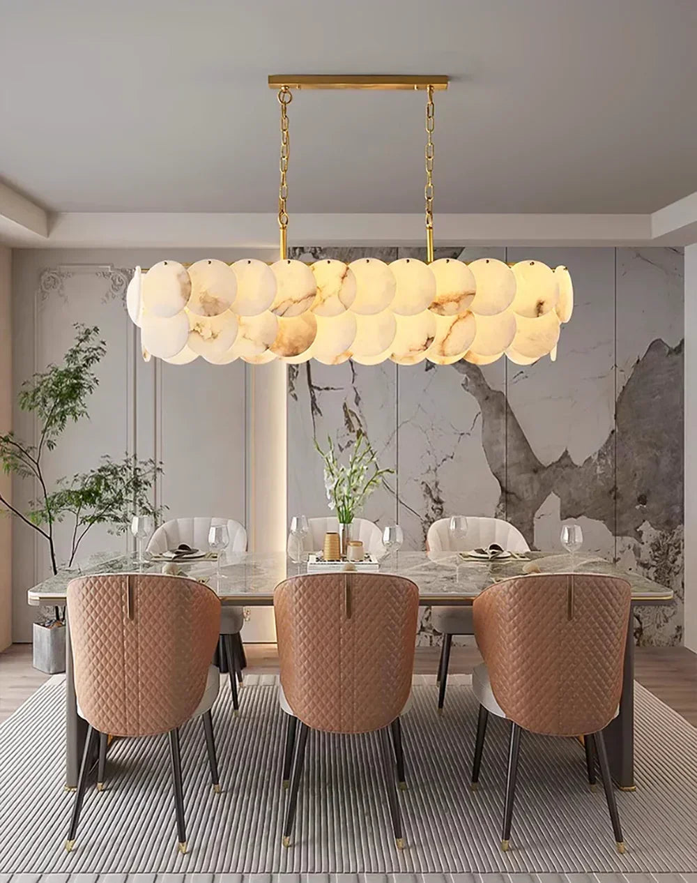 Modern Luxury Round Alabaste Chandelier