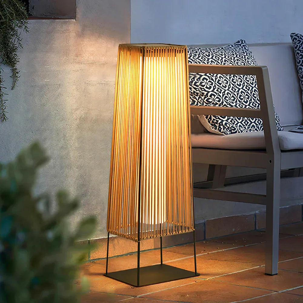 Modern Plastic Rattan Outdoor Post Floor Lamp