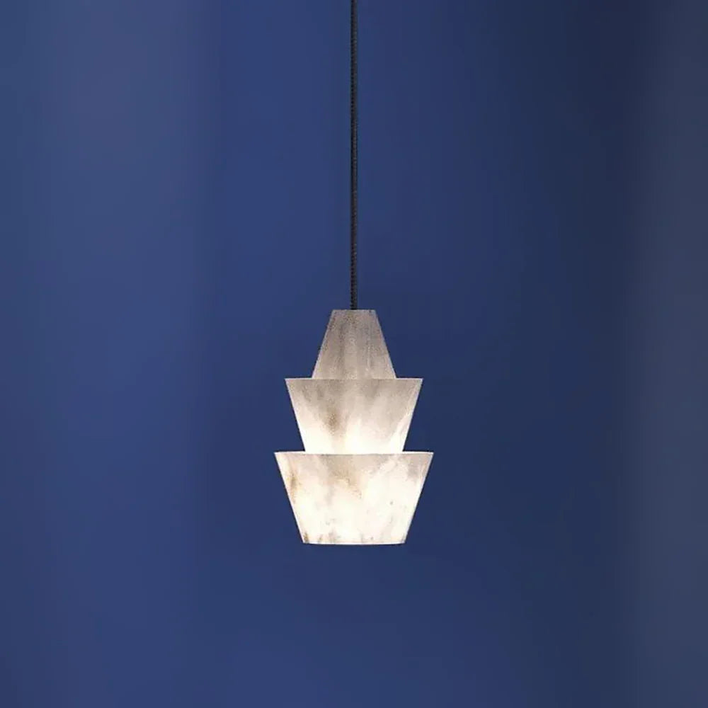 Modern Stacked Conical Alabaster Pendant Light