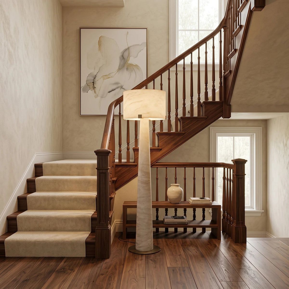 Verity Tapered Column Alabaster Floor Lamp