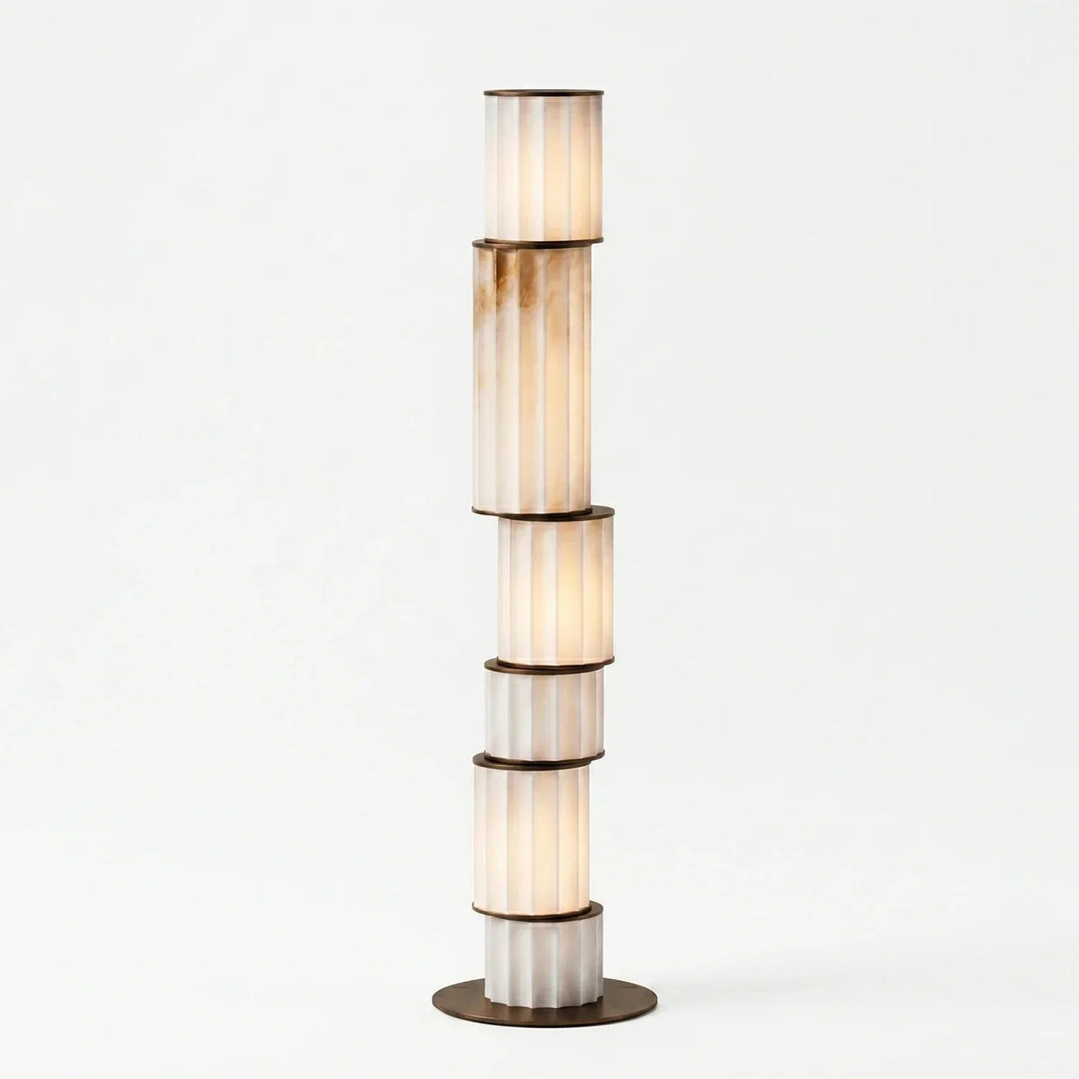 Staggered Fluted Column Alabaster Floor Lamp