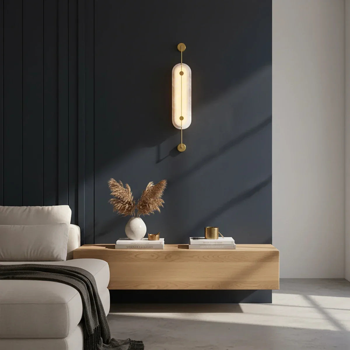 Alabaster Solvane Slender Oval Wall Sconce
