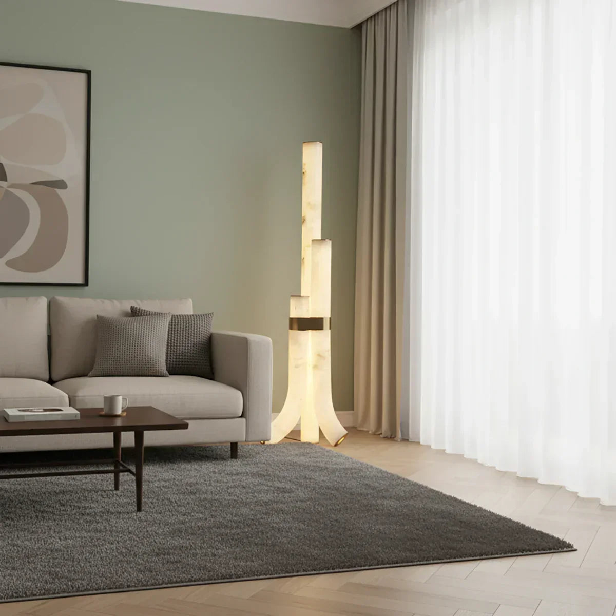 Piped Alabaster Floor Lamp