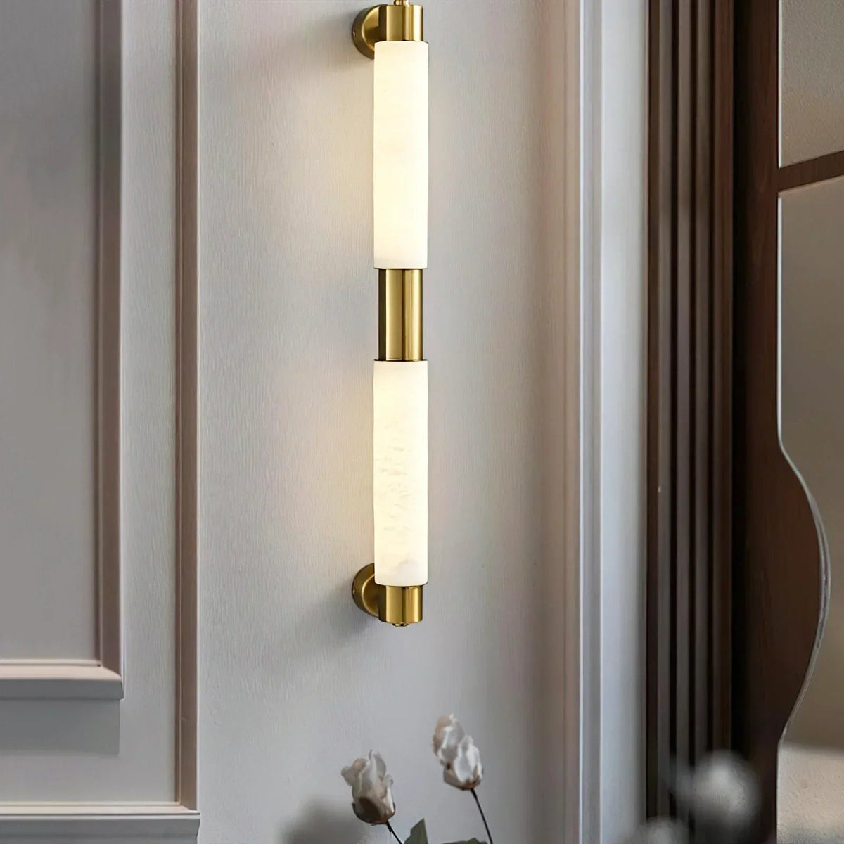 Tube Alabaster Cylinder Wall Lamp