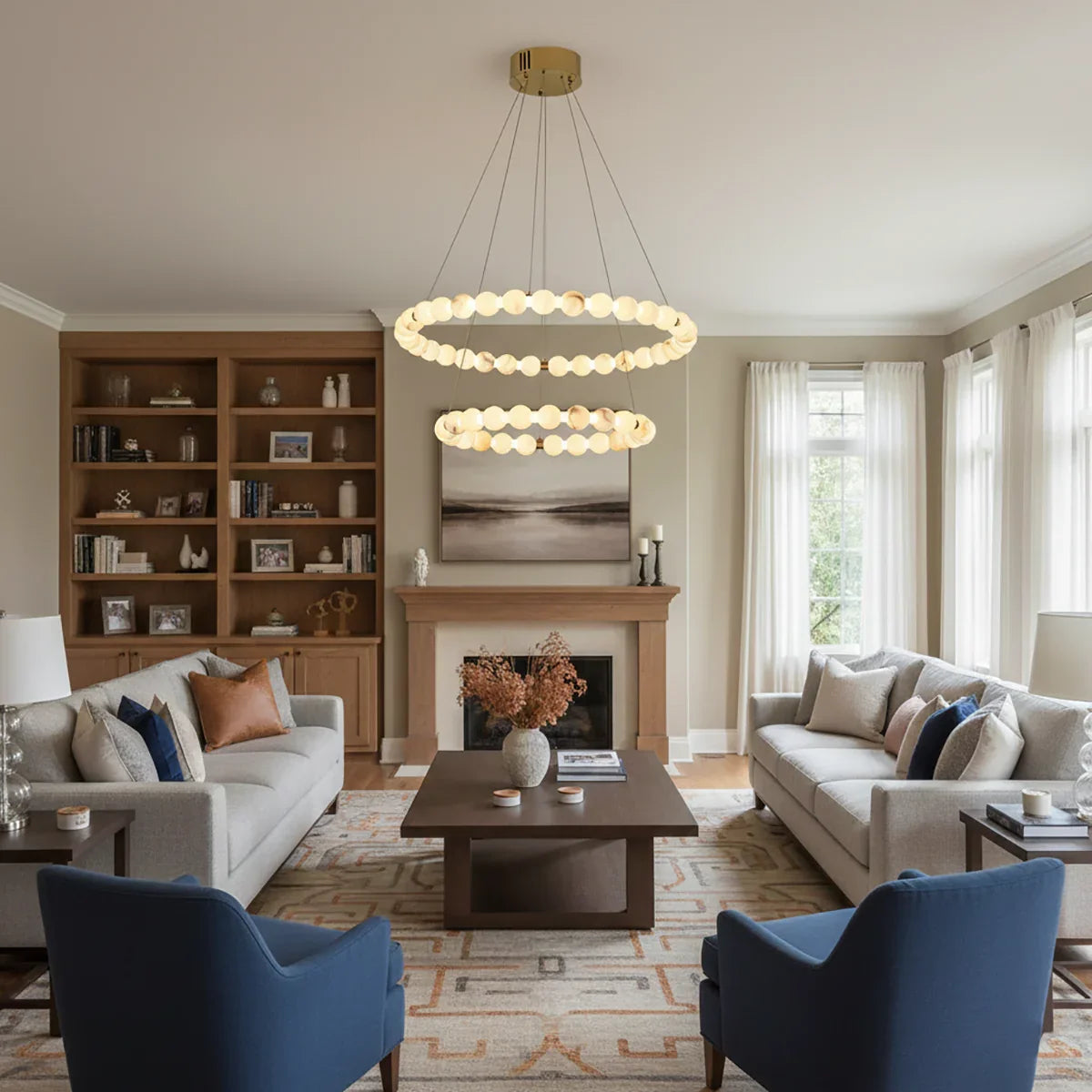 Pearl Alabaster Necklace Round Chandelier