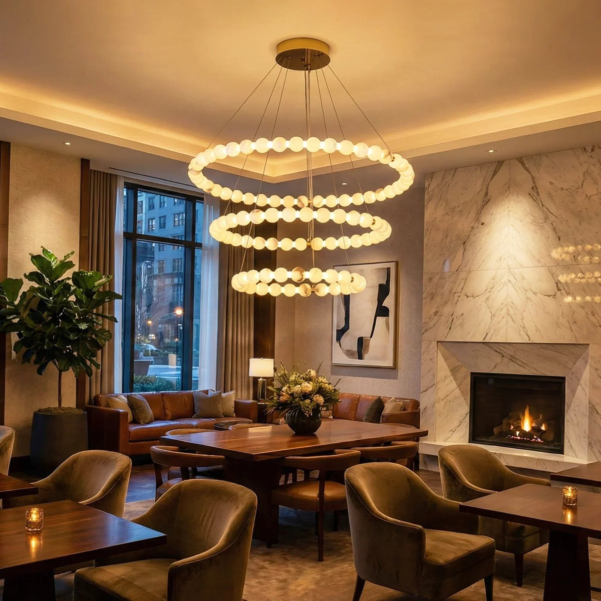 Pearl Alabaster Necklace Round Chandelier