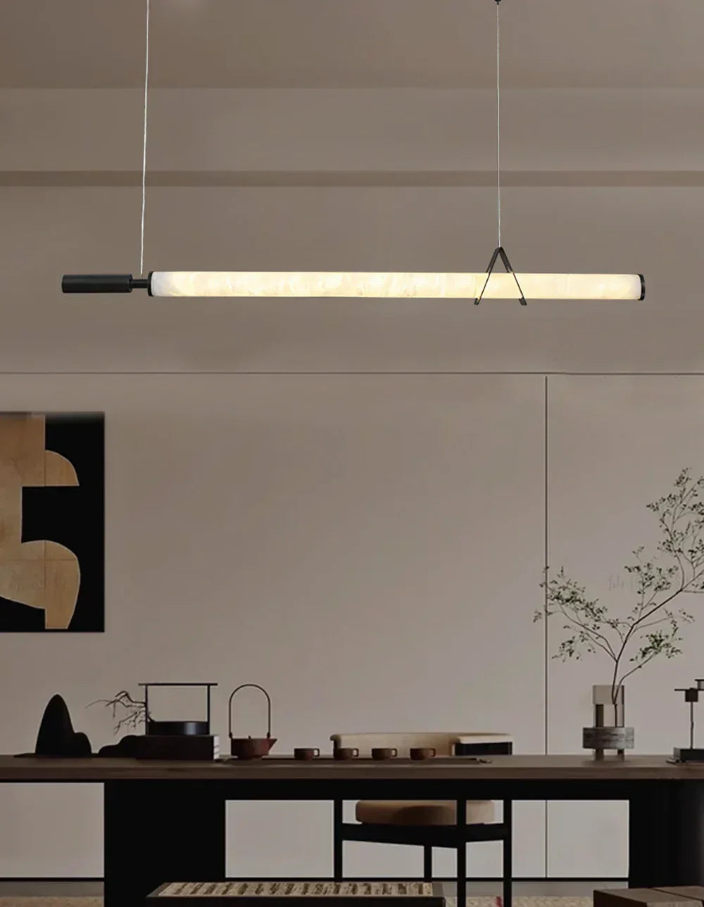 Organic Alabaster Linear Pendant Light