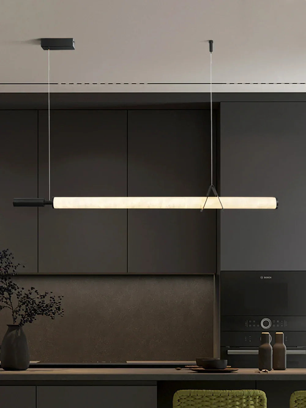Organic Alabaster Linear Pendant Light