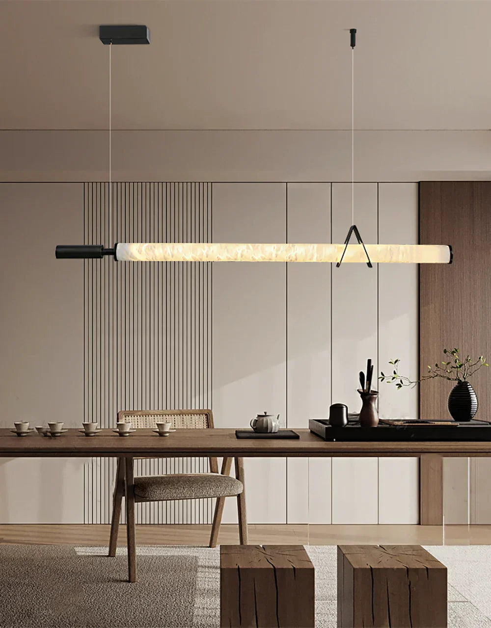 Organic Alabaster Linear Pendant Light