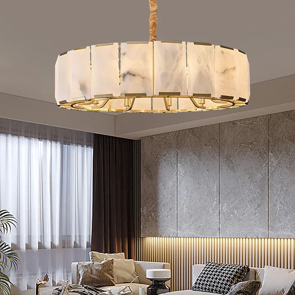 Round Modern Alabaster Chandelier
