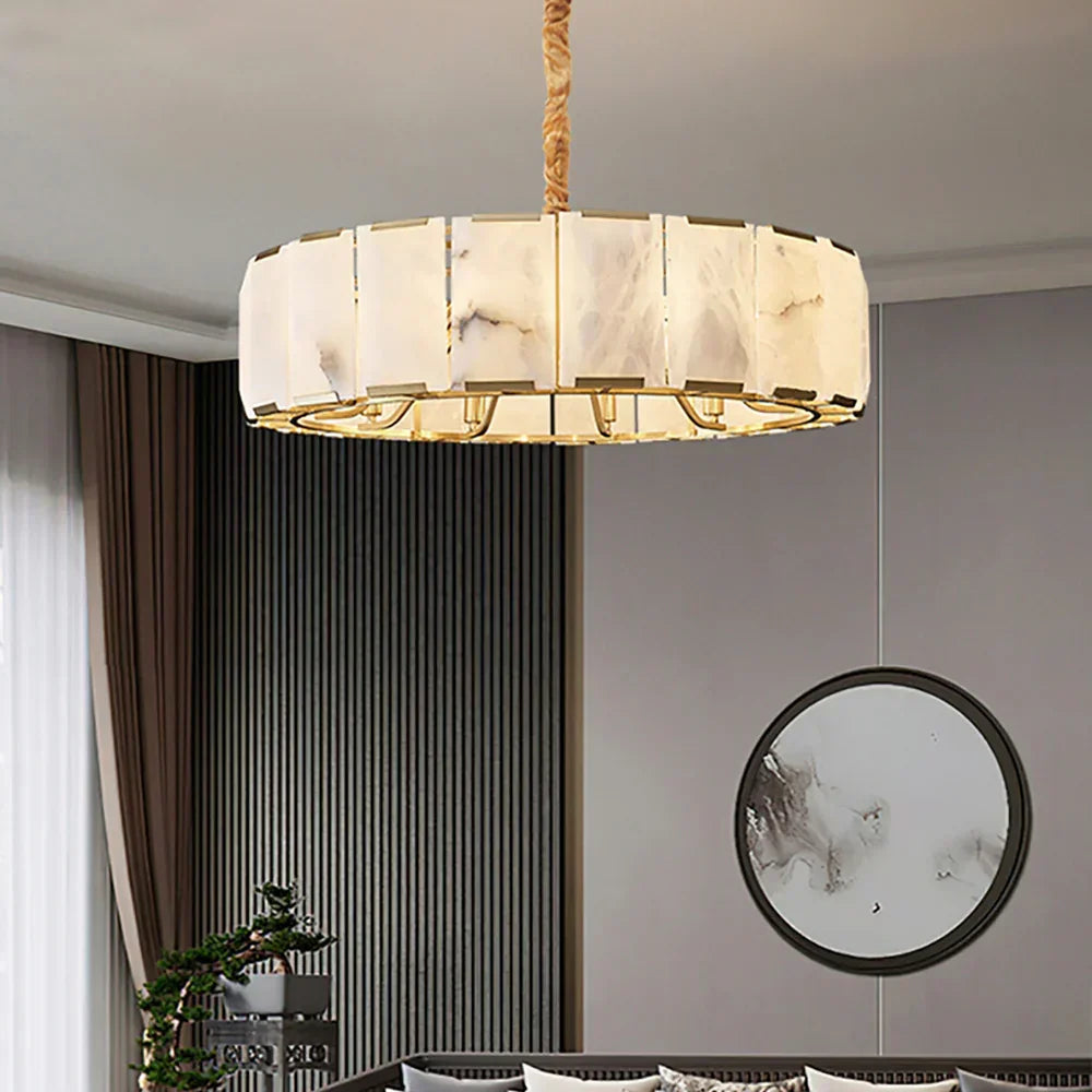 Round Modern Alabaster Chandelier