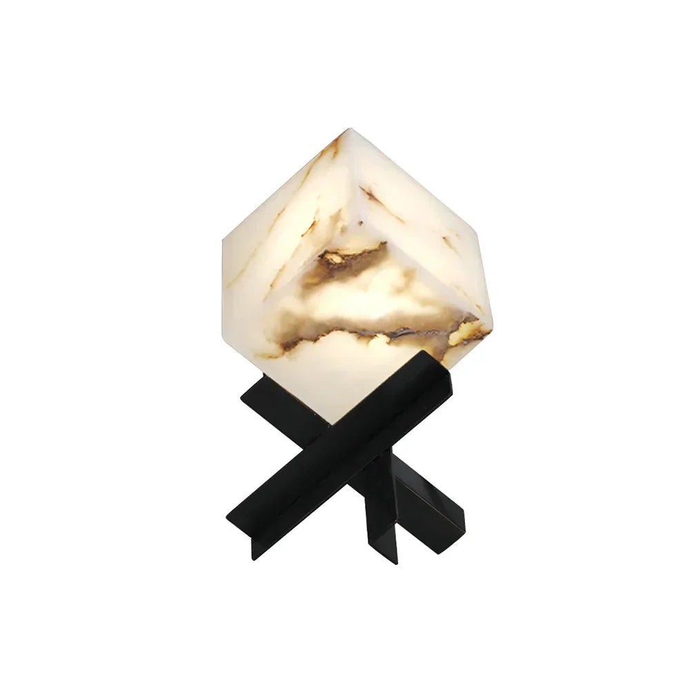 Modern Alabaster Cube Table Lamp