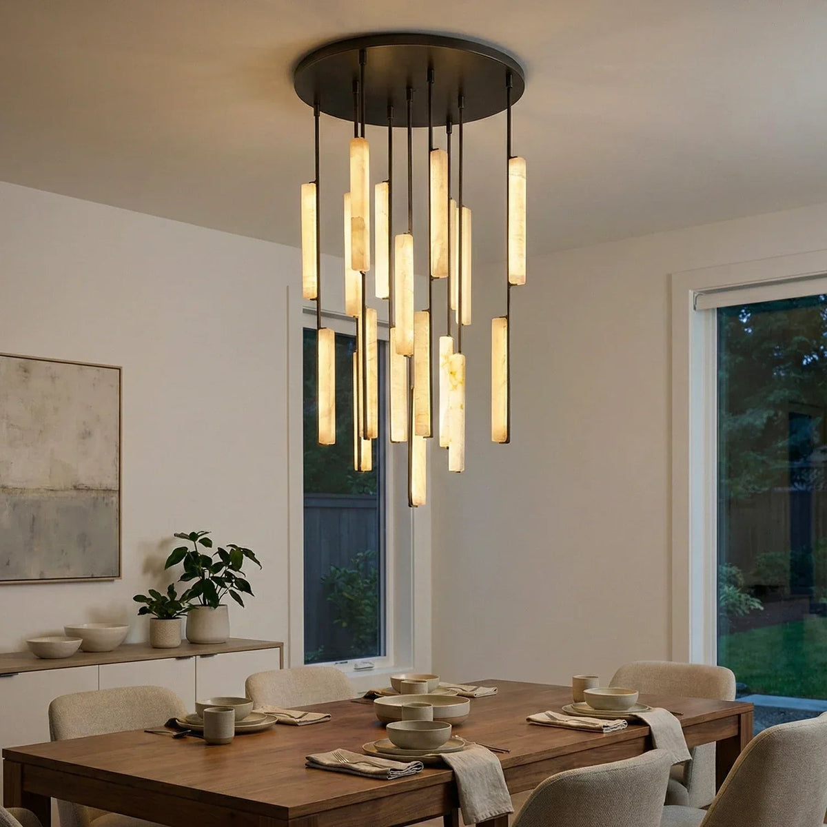 Stalactite Waterfall Linear Alabaster Chandelier