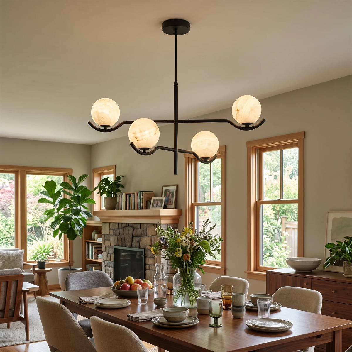 Perrin Crossing Arm Globe Chandelier