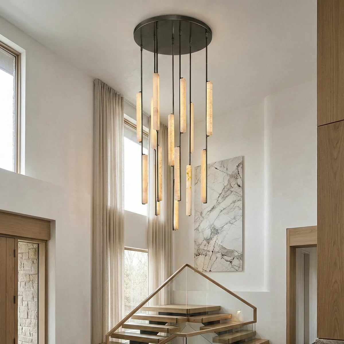 Stalactite Waterfall Linear Alabaster Chandelier