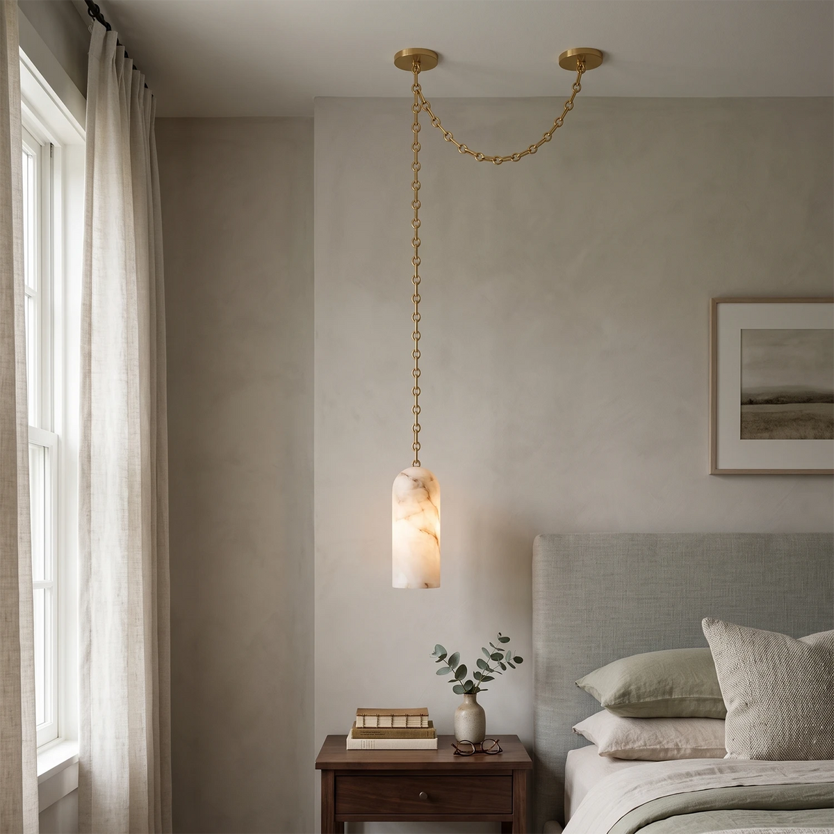 Verian Alabaster Capsule Chain Chandelier