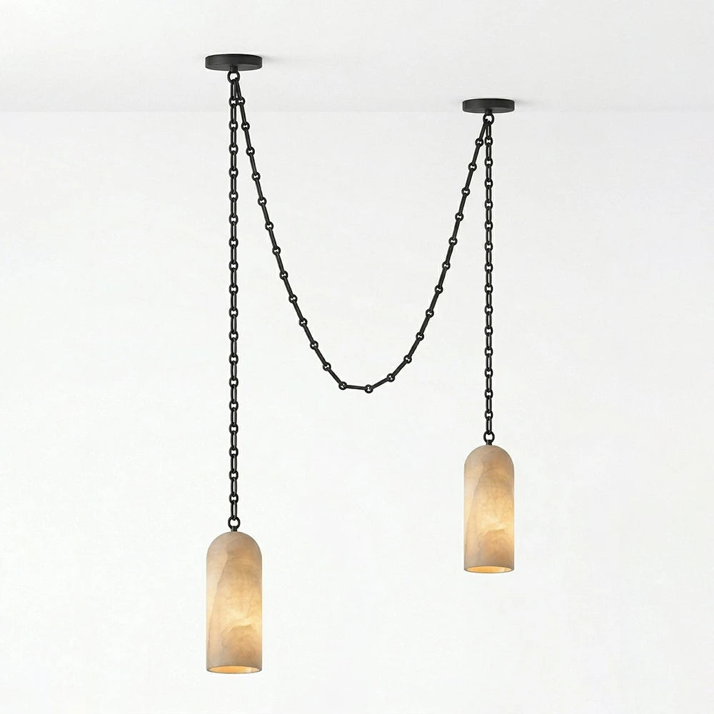 Verian Alabaster Capsule Chain Chandelier