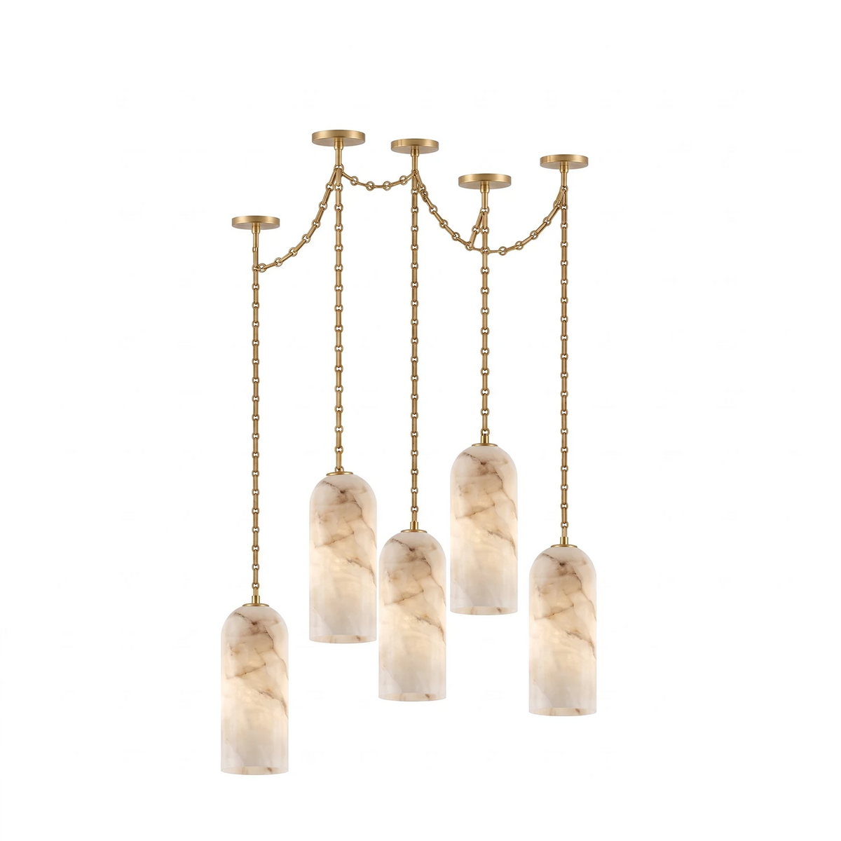 Verian Alabaster Capsule Chain Chandelier