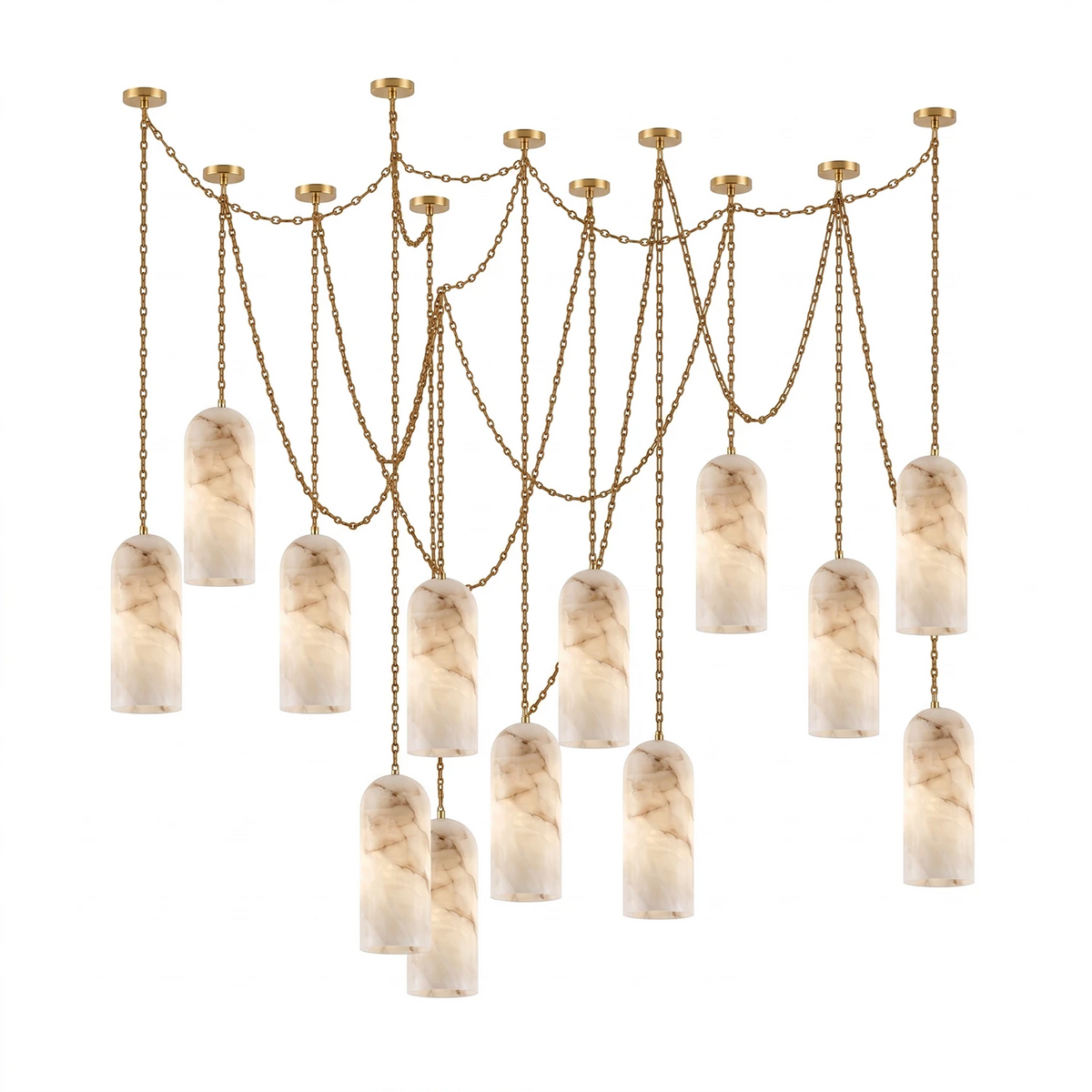 Verian Alabaster Capsule Chain Chandelier