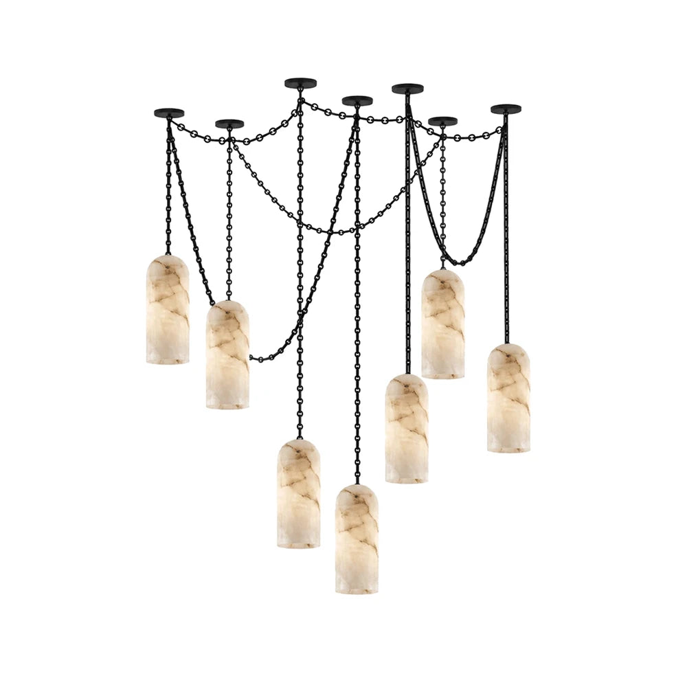 Verian Alabaster Capsule Chain Chandelier