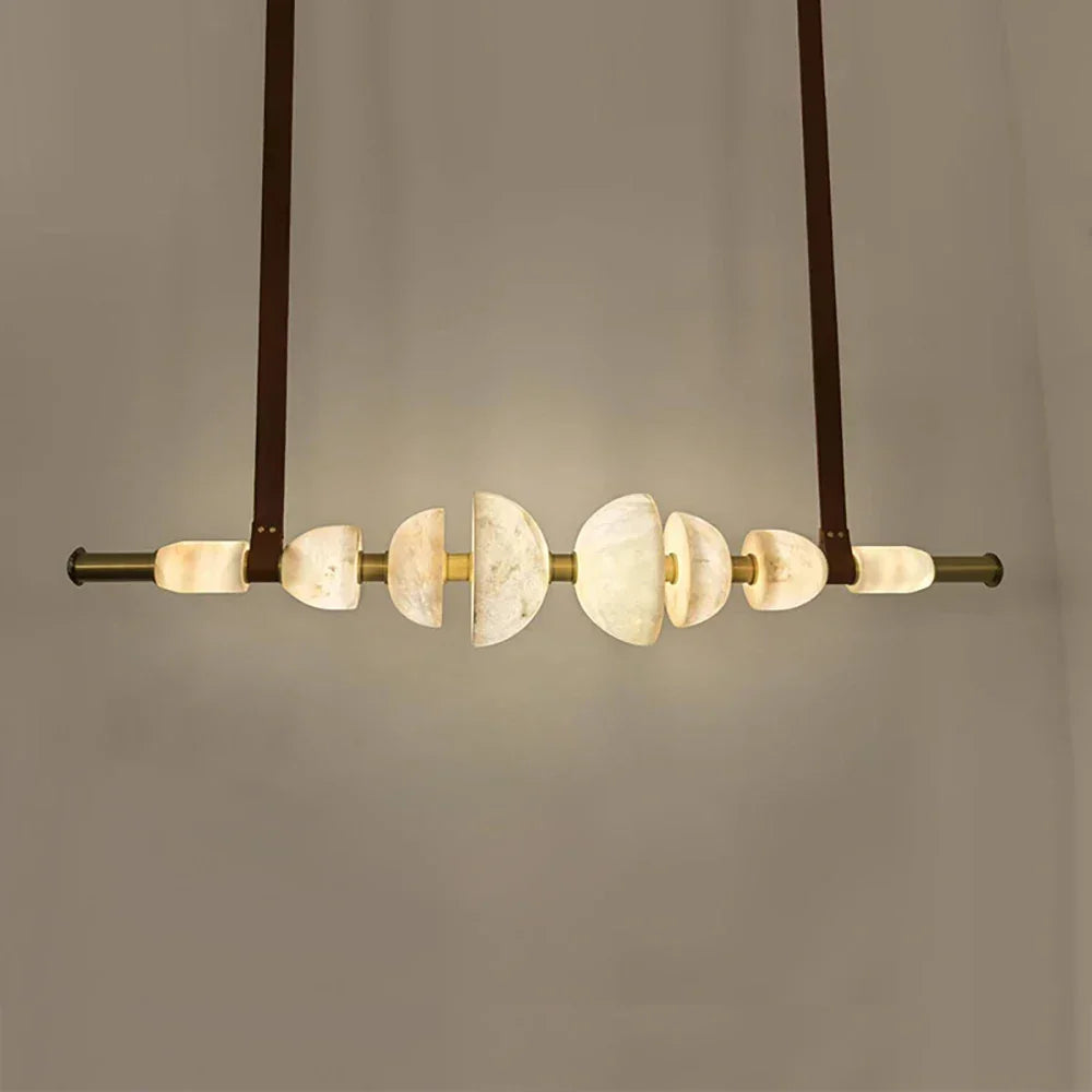 Leather Strap Alabaster Beaded Chandelier
