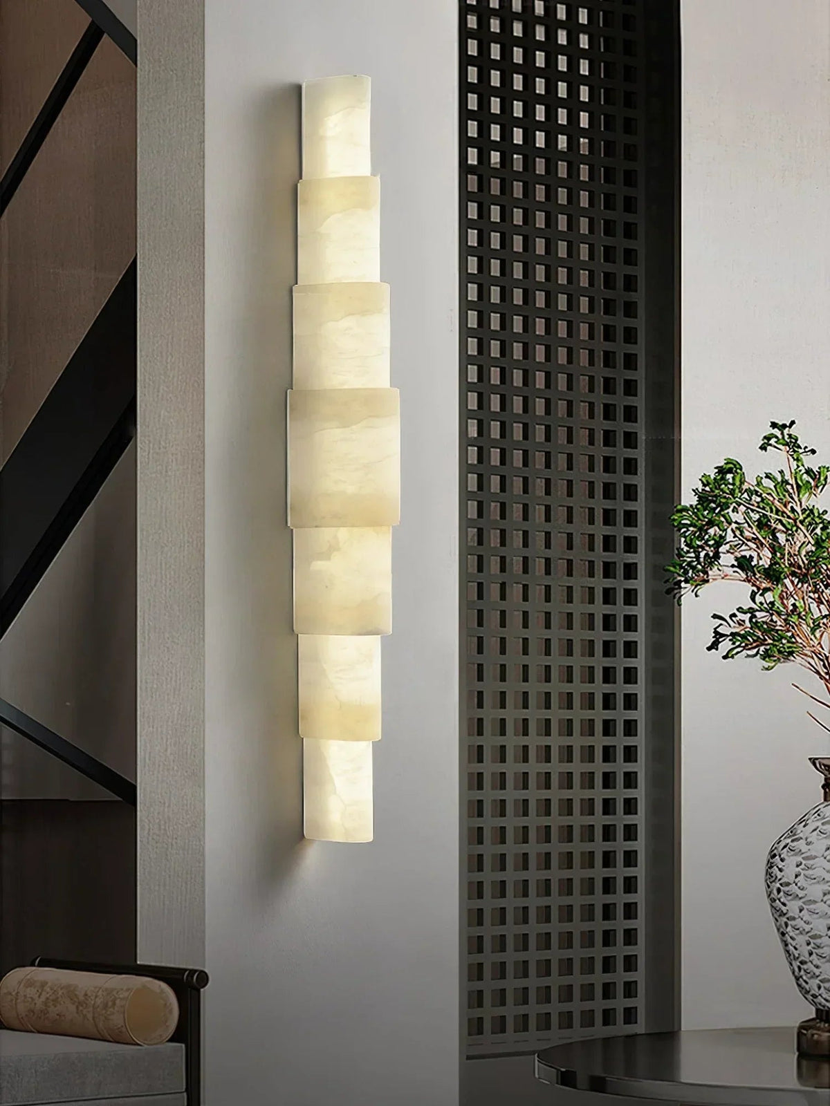 Semi Cylindrical Alba Cascade Alabaster Wall Sconce