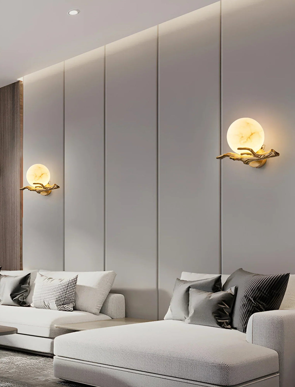 Retro Brass Twigs Alabaster Wall Lamp