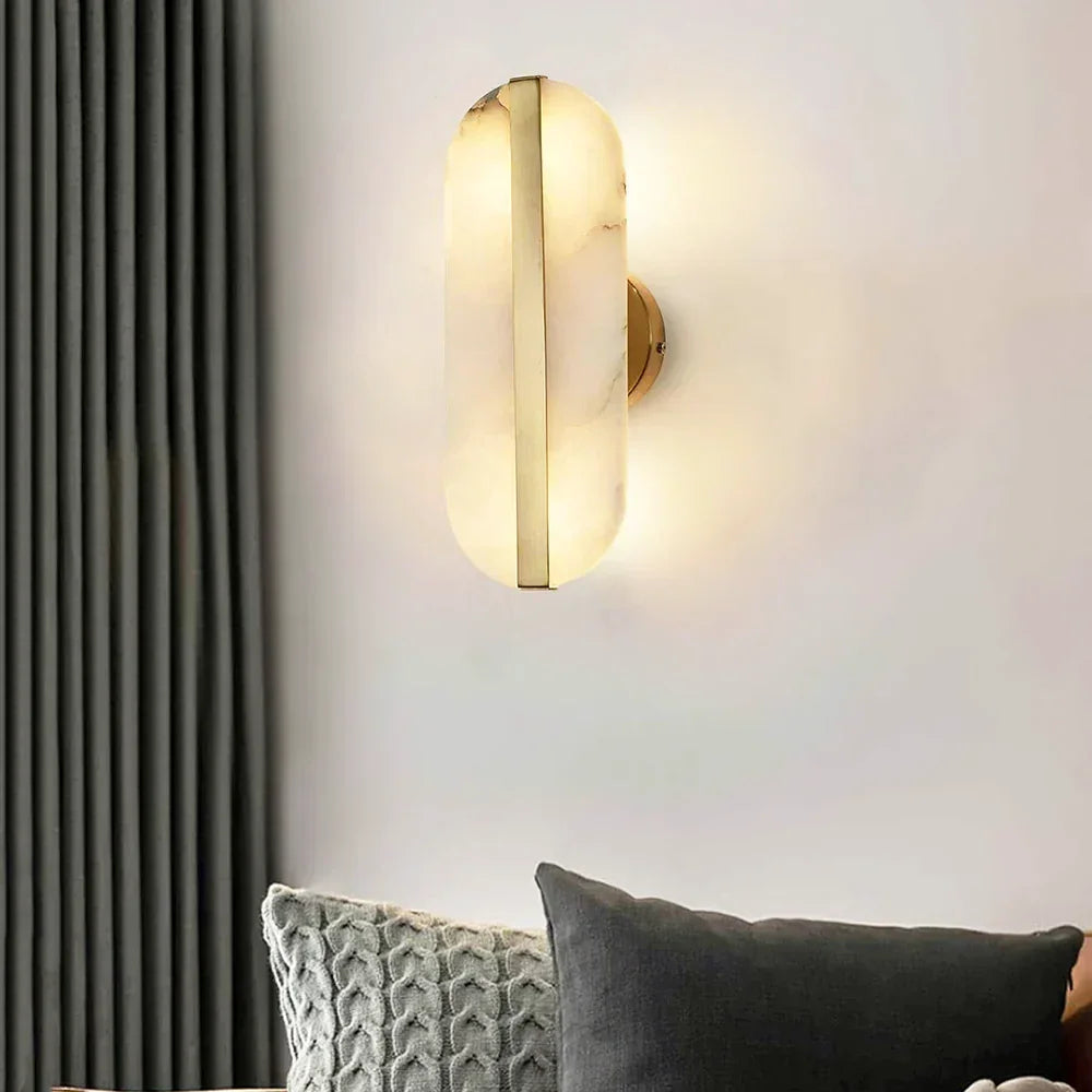 Alabaster Stone Brass Wall Lamp