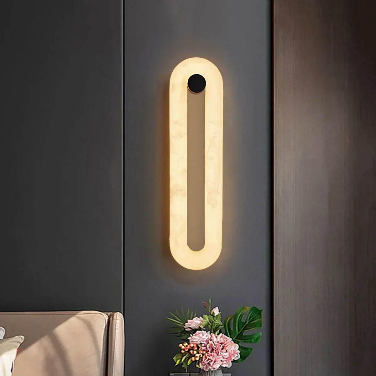 Alabaster Fader Elliptical Wall Lamp