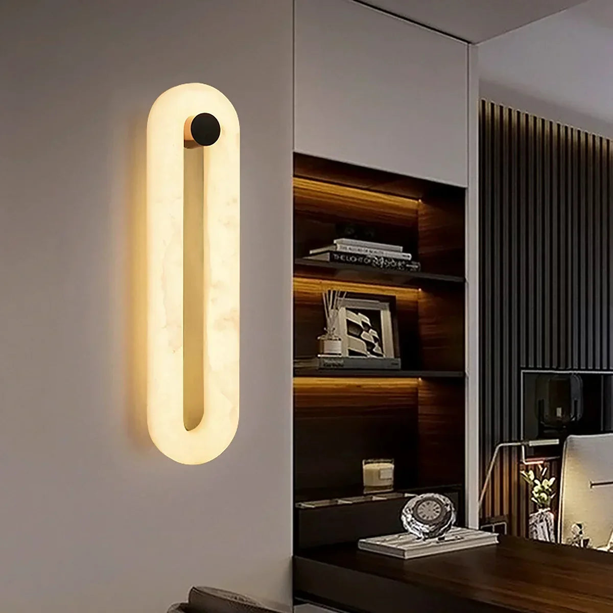 Alabaster Fader Elliptical Wall Lamp