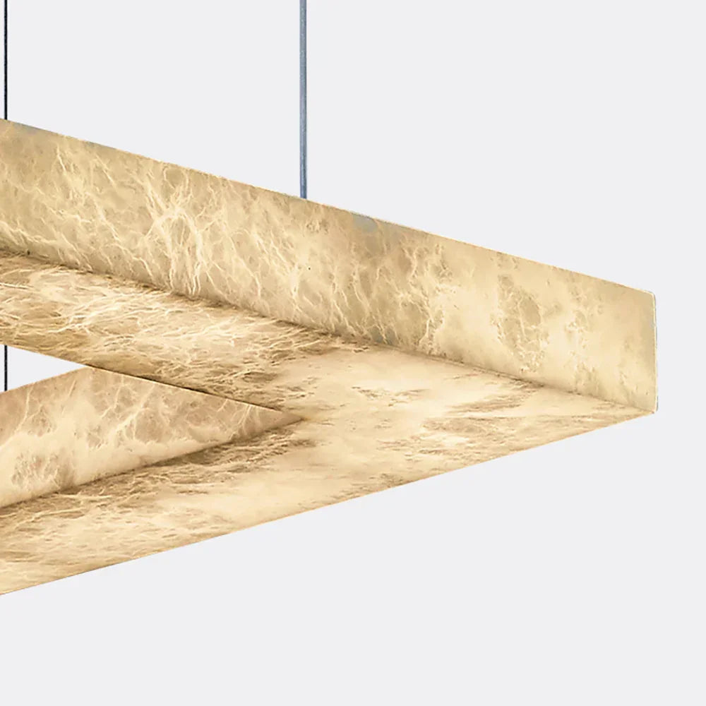 Square Modern Alabaster Chandelier