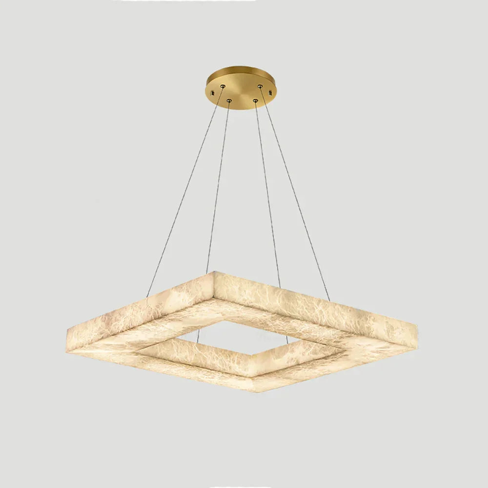 Square Modern Alabaster Chandelier