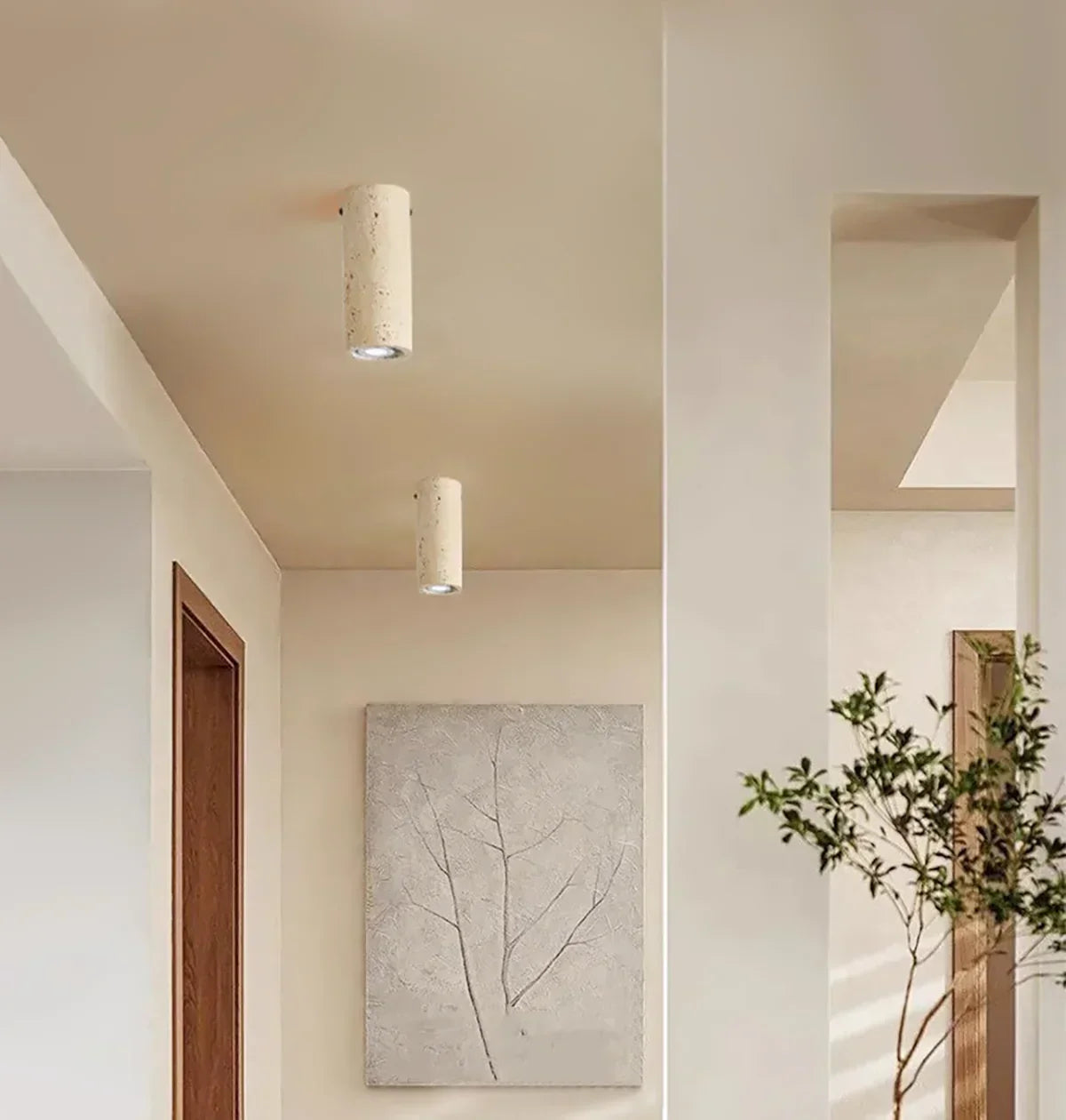Wabi Sabi Cylinder Travertine Ceiling Lamp