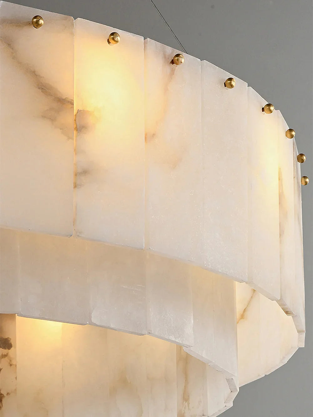 Rectangular Alabaster Round Chandelier