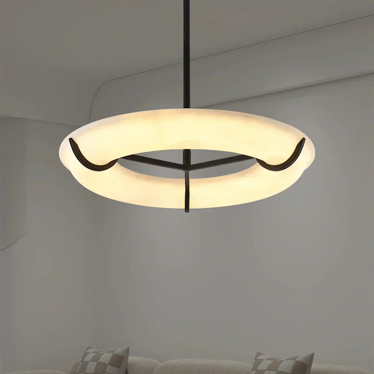 Round Carve Alabaster Pendant Light