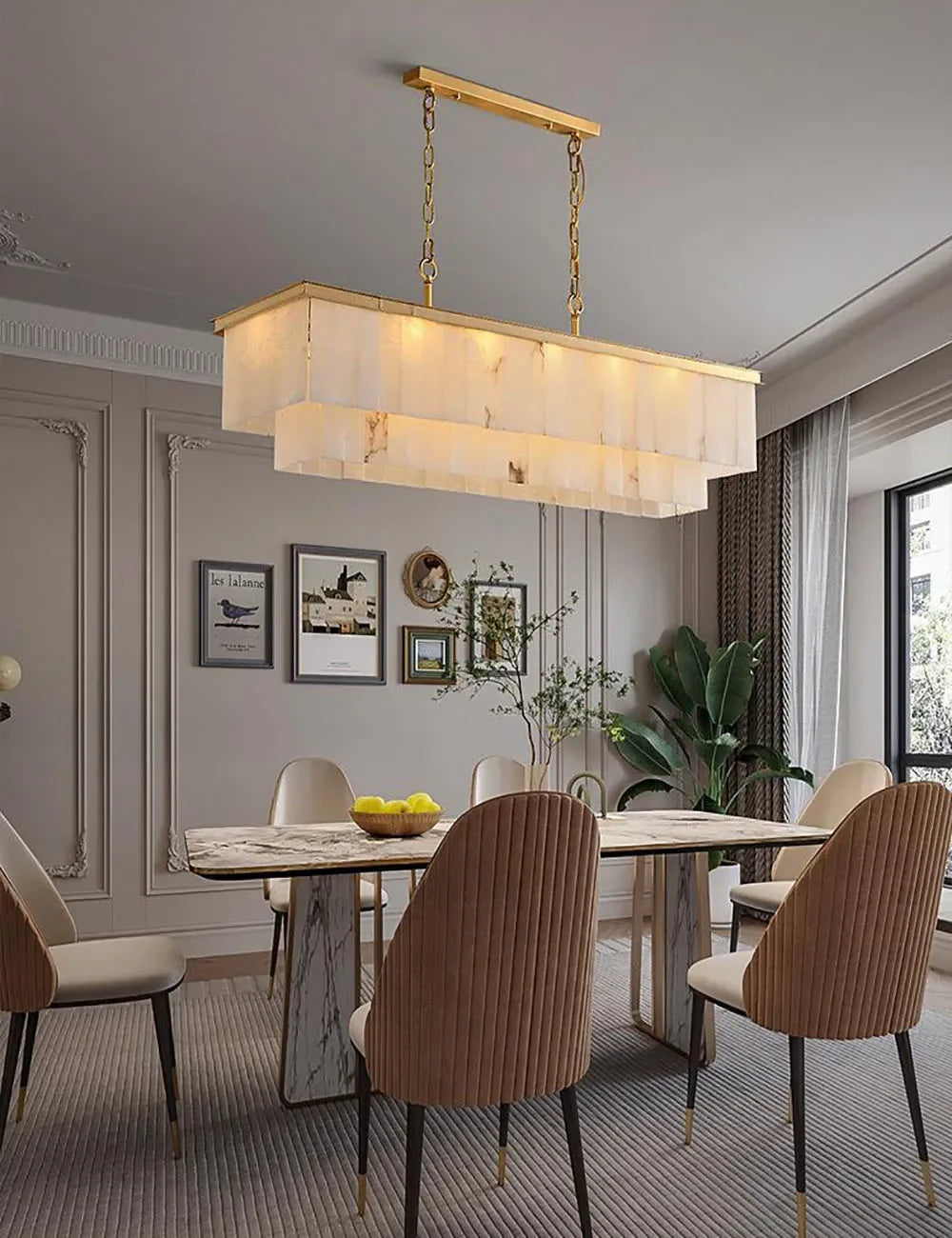 Rectangular Alabaster Chandelier