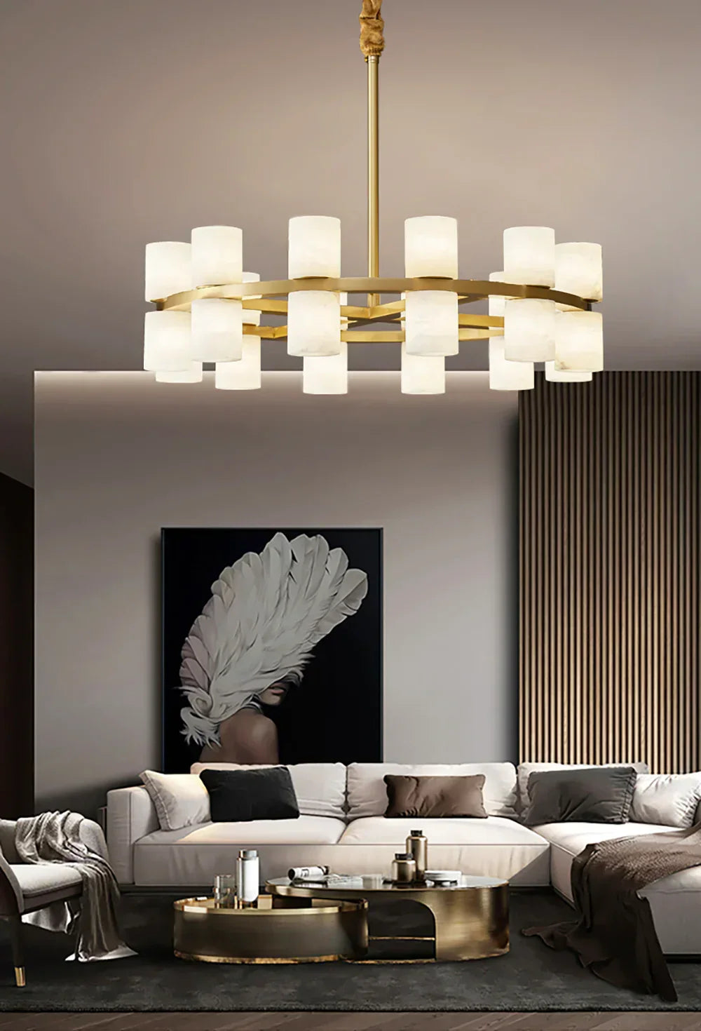 Modern Tabitha Alabaster Chandelier