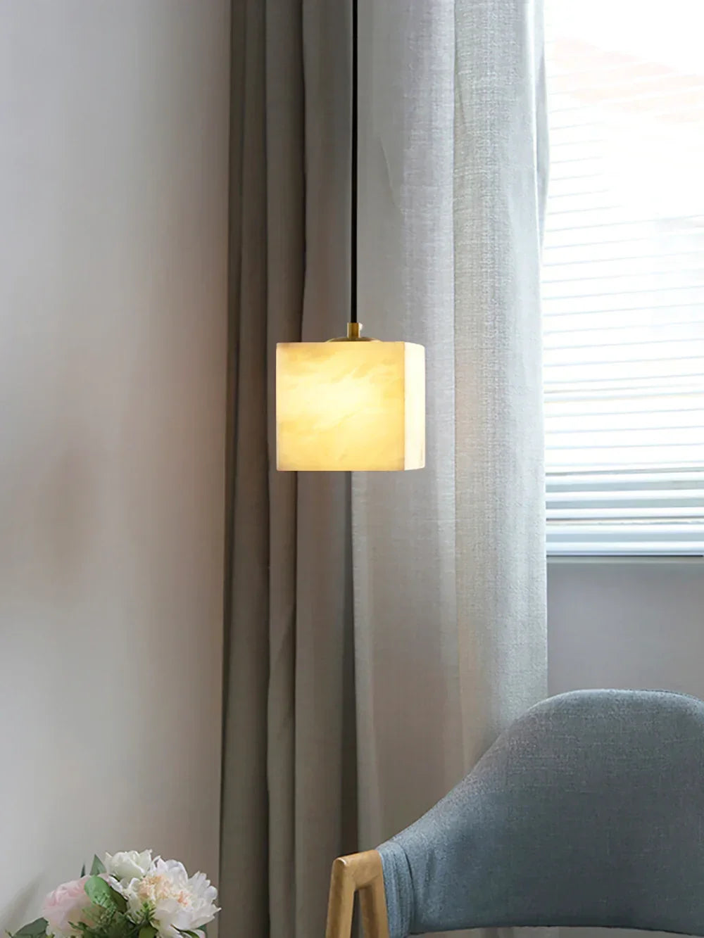 Alabaster Square Pendant Light